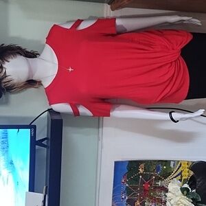 Red Women's Cold Shoulder Top